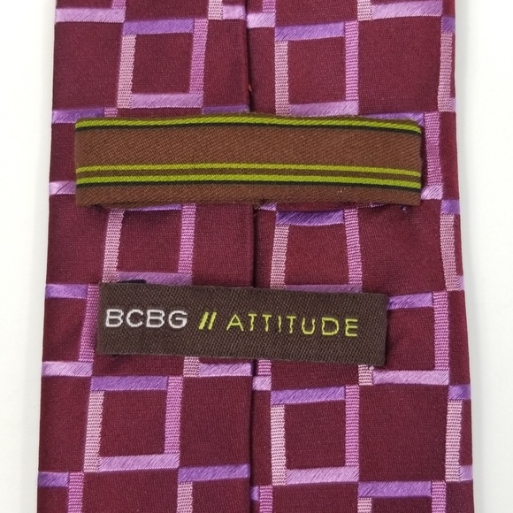 BCBG Attitude Silk Geometric Square Patterned Tie - Picture 2 of 7
